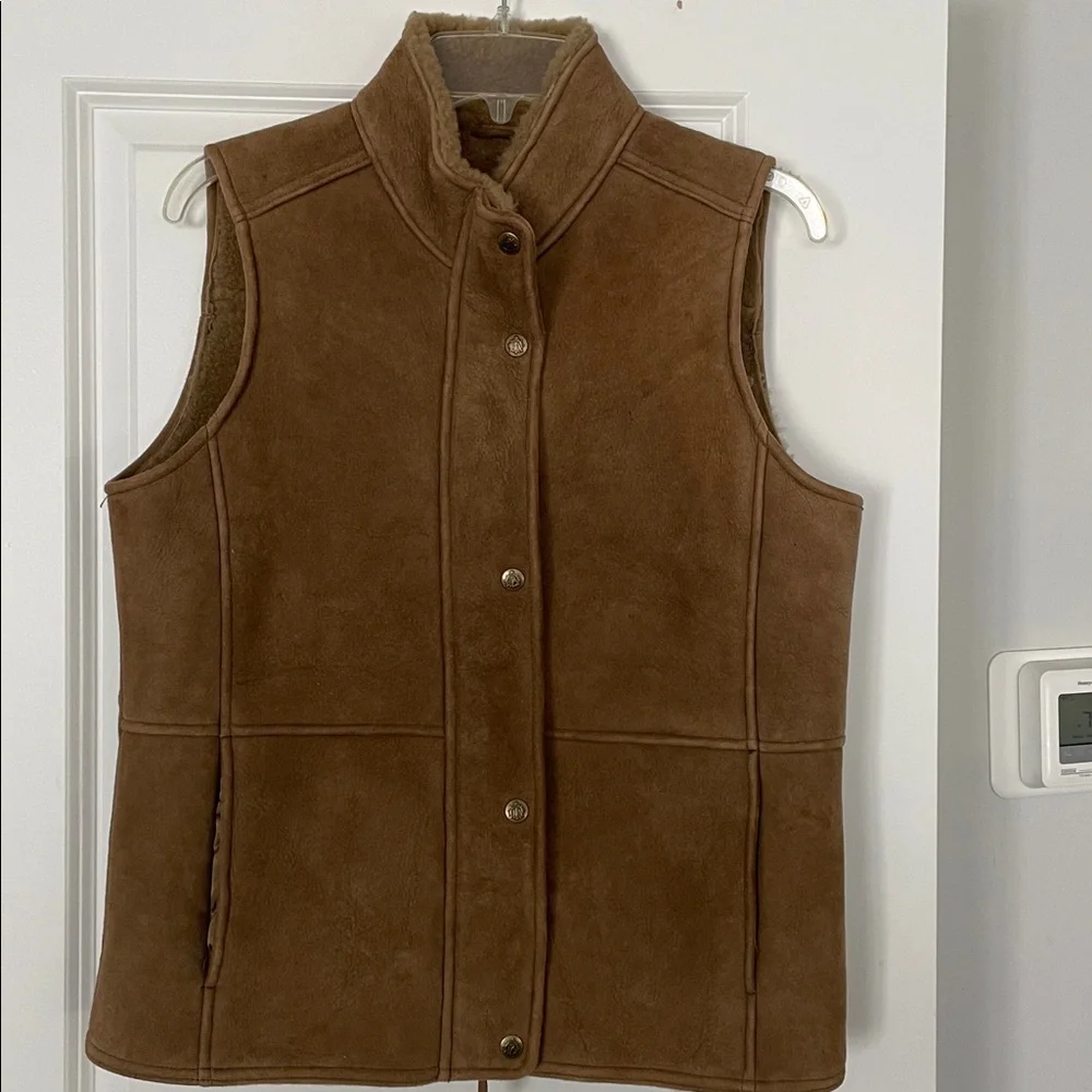 The Territory Ahead Vest Women Size M Tan Genuine Leather Zipper Snaps Cabincore - Picture 4 of 16